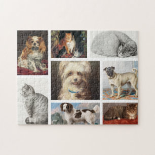 Dog Cat Pets 8 Photo Portrait Collage Keepsake Jigsaw Puzzle