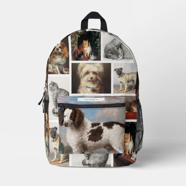 Dog Cat Pets 8 Photo Portrait Collage Keepsake  Printed Backpack (Front)