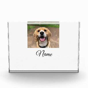 Dog cat photo add pet name cu custom personalized  block