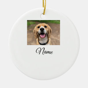 Dog cat photo add pet name cu custom personalized  ceramic ornament