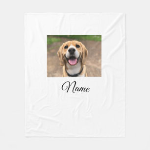 Dog cat photo add pet name cu custom personalized fleece blanket