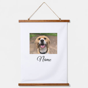 Dog cat photo add pet name cu custom personalized  hanging tapestry