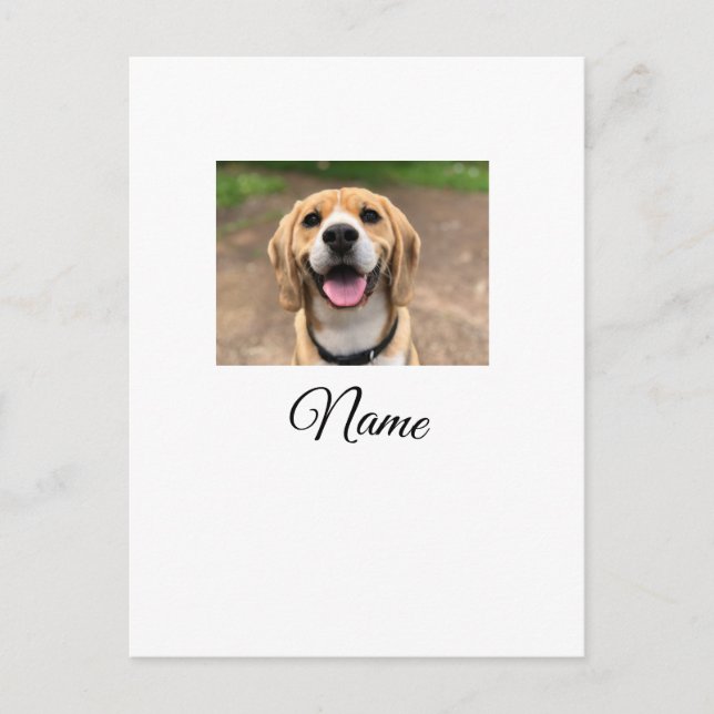 Dog cat photo add pet name cu custom personalized  postcard (Front)