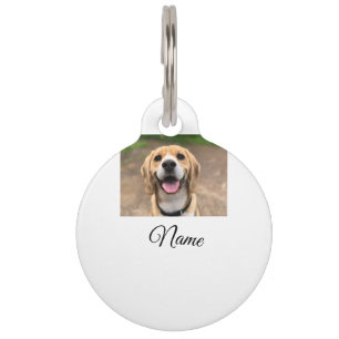 Dog cat photo add pet name cu custom personalized  tag