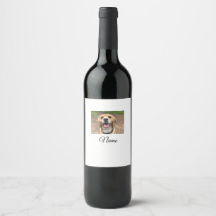 Dog cat photo add pet name cu custom personalized  wine label