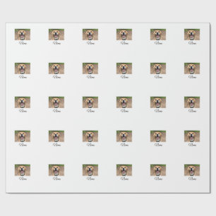 Dog cat photo add pet name cu custom personalized wrapping paper