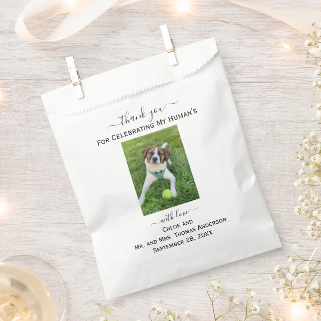 Dog Cat Photo My Human's Thank You Wedding  Favour Bag (Clipped)