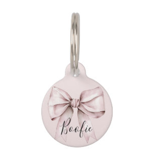 Dog Cat Pink Bow & Blush Bow Personalized Pet Tag