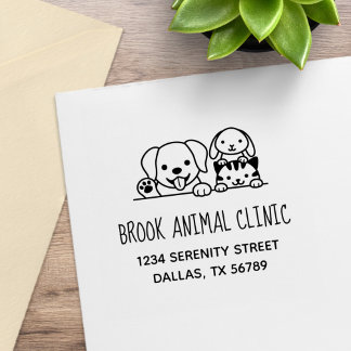 Dog Cat Rabbit Veterinarian Animal Clinic Address Rubber Stamp