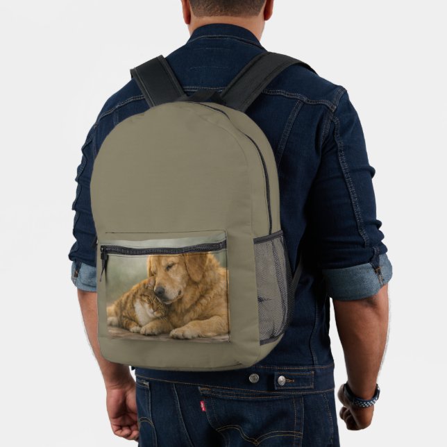 Dog & Cat Resting Together Print Cut Sew Backpack (Insitu (Model))