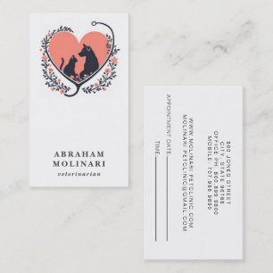 Dog Cat Stethoscope Logo Veterinarian Appointment Business Card