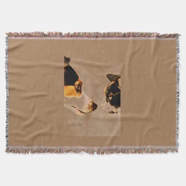 'DOG/CAT TAPESTRY THROW IN BROWN. BLANKET (Front)