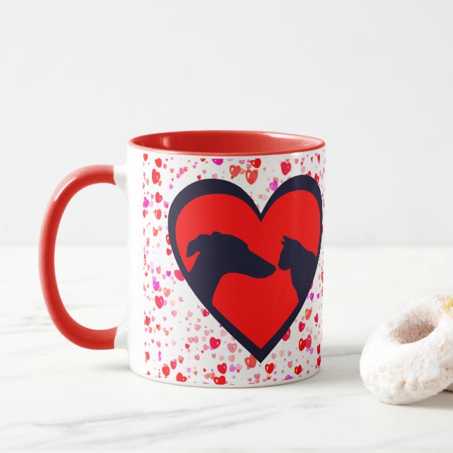 Dog & Cat Valentine  Mug (With Donut)