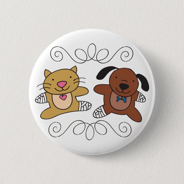 Dog & Cat Vet 2 Inch Round Button (Front)