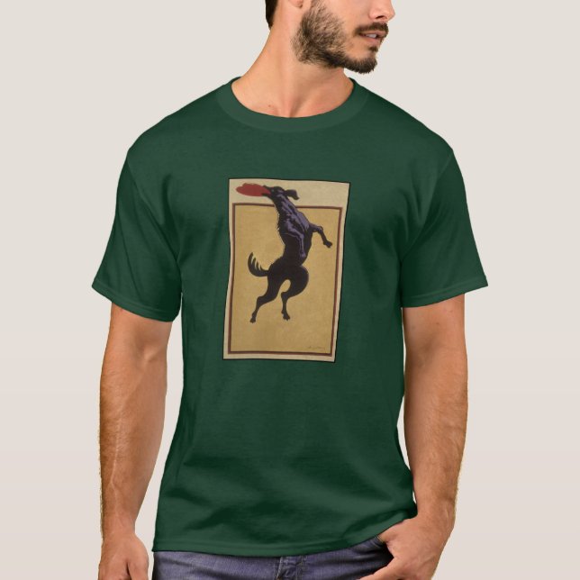 Dog Catches Fisbee T-Shirt (Front)
