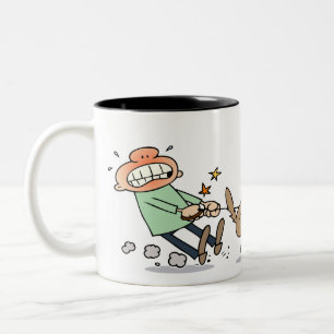 Dog chasing a squirrel Two-Tone coffee mug