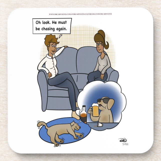 Dog Chasing Dream Beverage Coaster (Front)