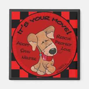 Dog Chequered Board-Your Move Magnet
