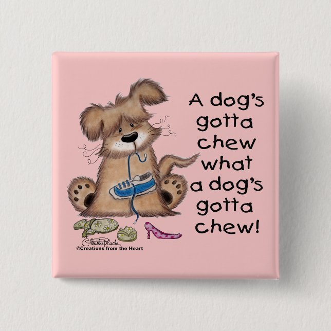 Dog Chews Shoes 2 Inch Square Button (Front)