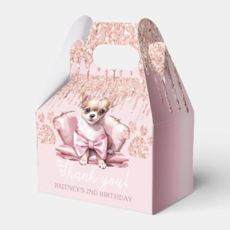 Dog Chihuahua with Glitter Birthday Favor Box