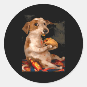 Dog Chill With Taco Vintage Funny Dog Taco Whimsic Classic Round Sticker