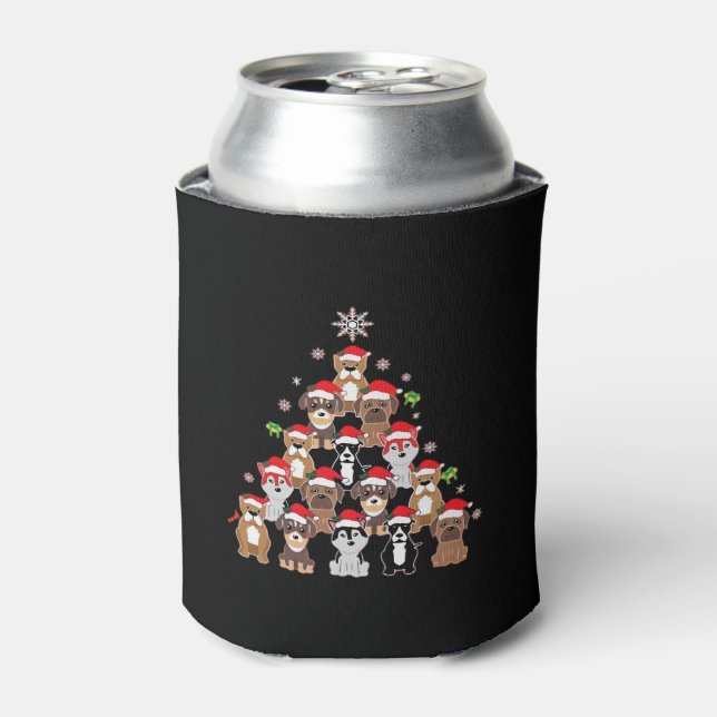 Dog Christmas Classic T-Shirt Can Cooler (Can Front)