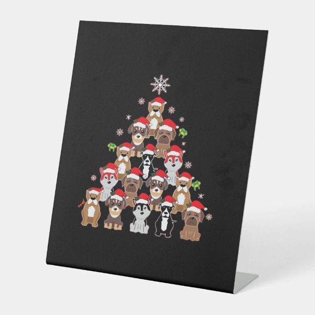 Dog Christmas Classic T-Shirt Pedestal Sign (Front)