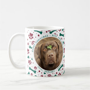 Dog Christmas Custom Pet Photo Festive Paw Prints Coffee Mug
