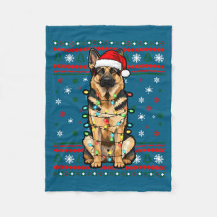 Dog Christmas, German Shepherd Christmas Lights Ug Fleece Blanket