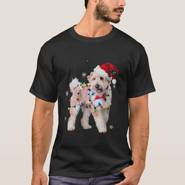 Dog Christmas Light Xmas Aussiedoodle T-Shirt (Front)