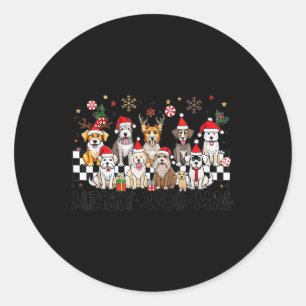 Dog Christmas Merry Woofmas Dog Lover New Year  Classic Round Sticker