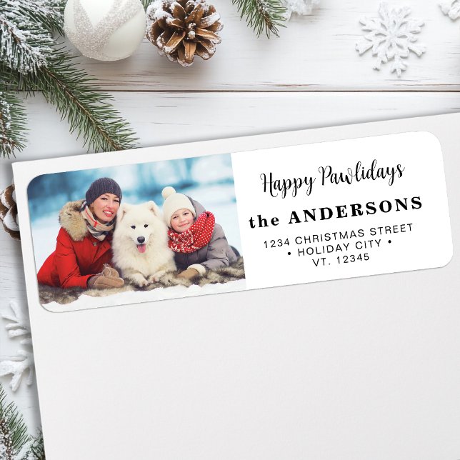 Dog Christmas Modern Custom Photo Return Address (Creator Uploaded)