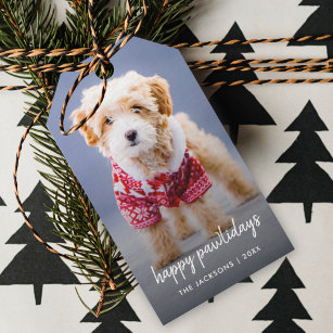 Dog Christmas   Modern Cute Puppy Happy Pawlidays Gift Tags