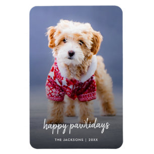 Dog Christmas   Modern Cute Puppy Happy Pawlidays Magnet