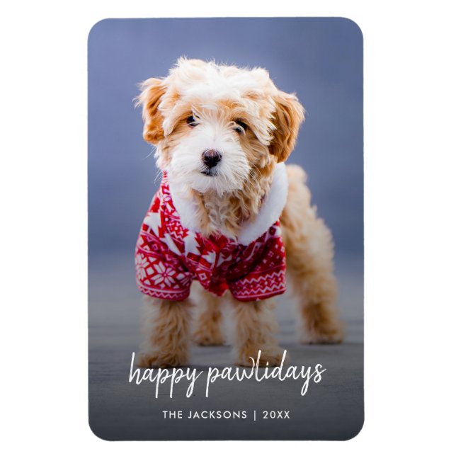 Dog Christmas | Modern Cute Puppy Happy Pawlidays Magnet (Vertical)