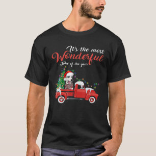 Dog Christmas On Red Car Truck Xmas Tree Dog Appea T-Shirt