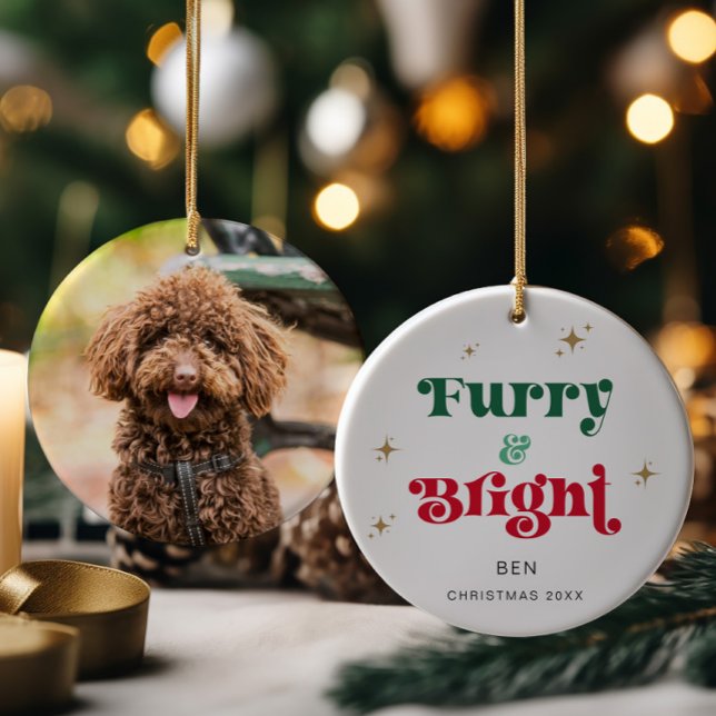 Dog Christmas Ornament Photo Pet Furry & Bright (Creator Uploaded)