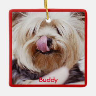 Dog Christmas Ornaments Square Add Custom Photo