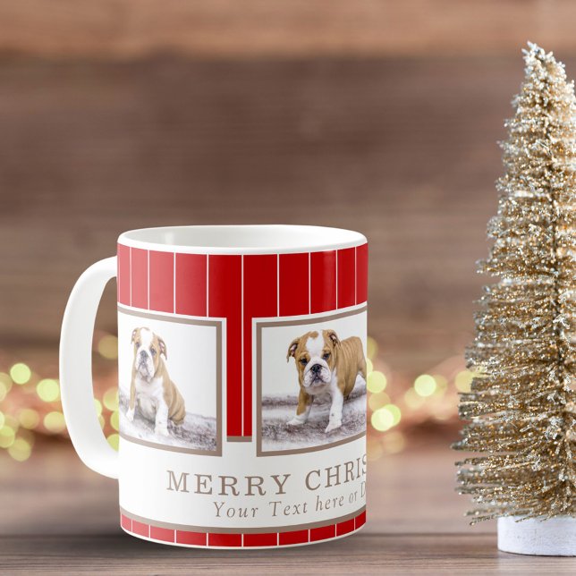 Dog Christmas Personalized Pet 3 Photo Collage Coffee Mug (Creator Uploaded)