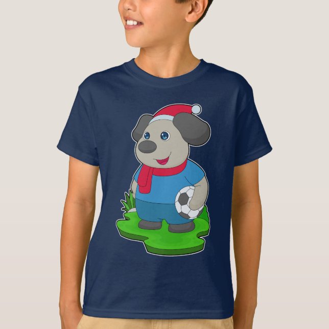 Dog Christmas Soccer T-Shirt (Front)