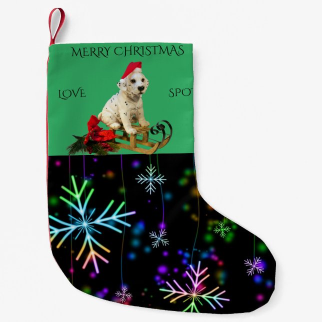 Dog christmas stocking with personalized name. (Front)