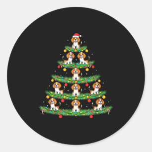 Dog Christmas Tree, Beagle Puppy Holiday Design Fo Classic Round Sticker