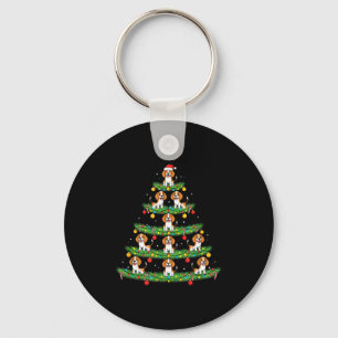 Dog Christmas Tree, Beagle Puppy Holiday Design Fo Keychain