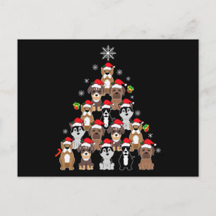 Dog Christmas Tree Gift, Dogs Lovers Decoration Postcard