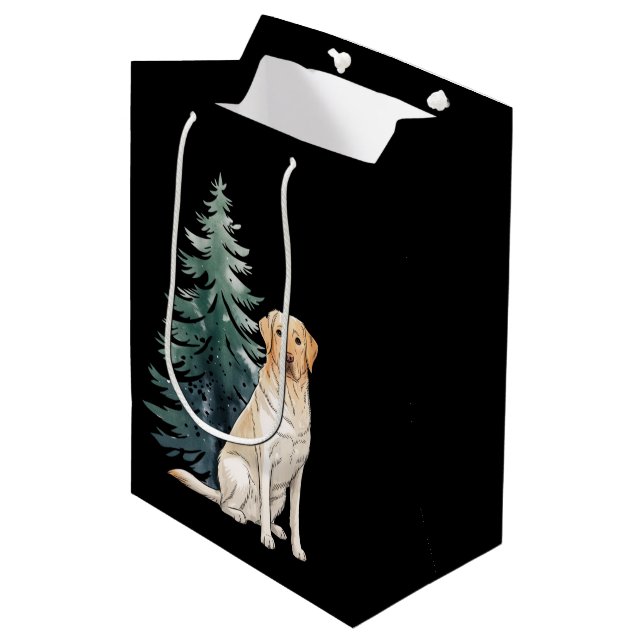 Dog Christmas Tree Party Dog Lover Xmas Medium Gift Bag (Front Angled)