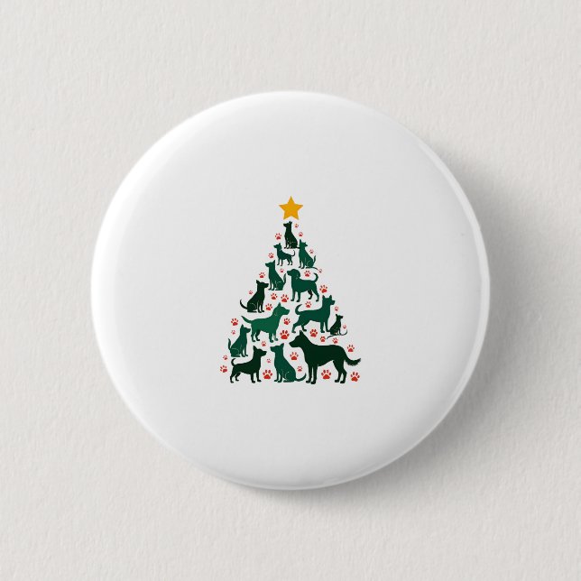 Dog Christmas Tree Shirt - Dog Christmas (1) 2 Inch Round Button (Front)