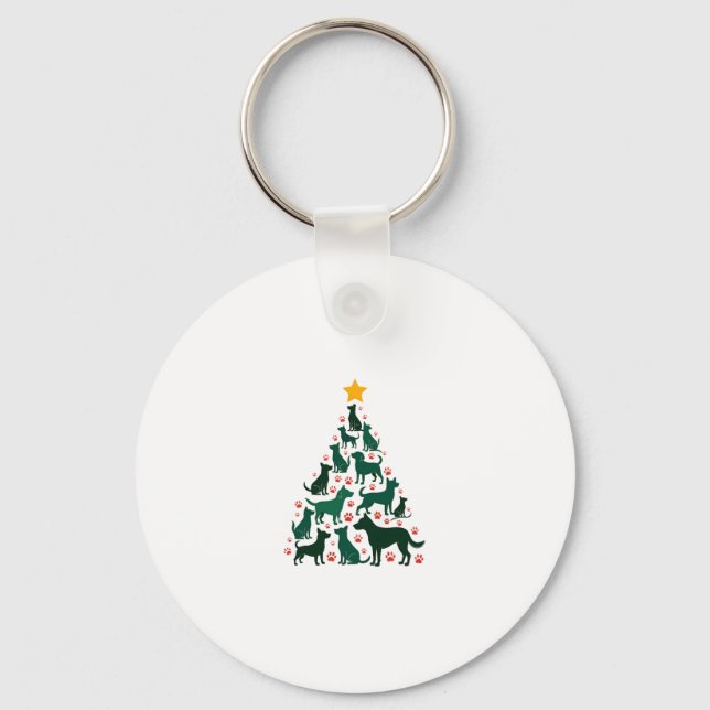 Dog Christmas Tree Shirt - Dog Christmas (1) Keychain (Front)