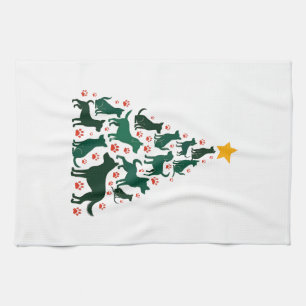 Dog Christmas Tree Shirt - Dog Christmas (1) Kitchen Towel