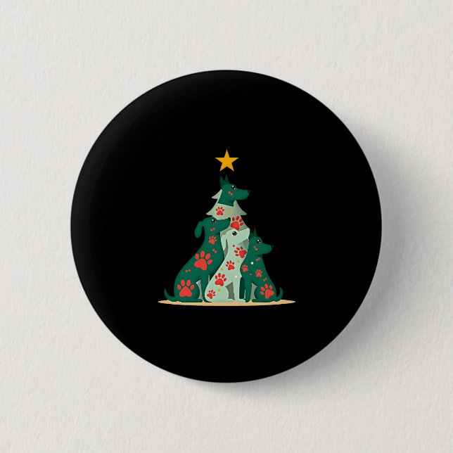 Dog Christmas Tree Shirt - Dog Christmas (3) 2 Inch Round Button (Front)
