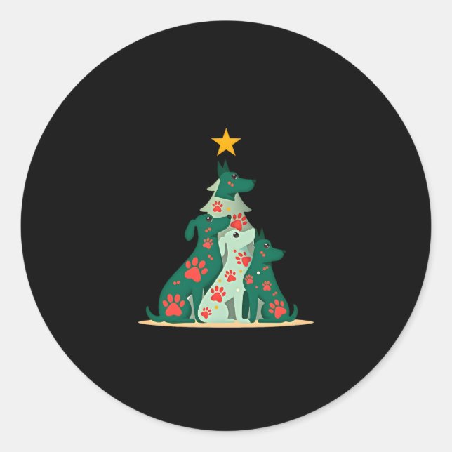 Dog Christmas Tree Shirt - Dog Christmas (3) Classic Round Sticker (Front)